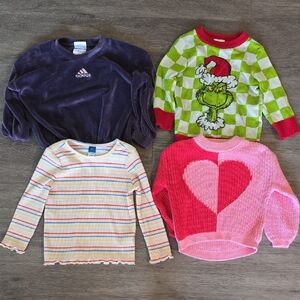 adidas Purple Velour Kids Sweatshirt - Plush Long Sleeve